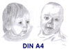2 Kindergesichter, DIN A4, s/w
